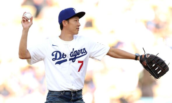 Son Heung-Min nails 1st pitch at Dodger Stadium
