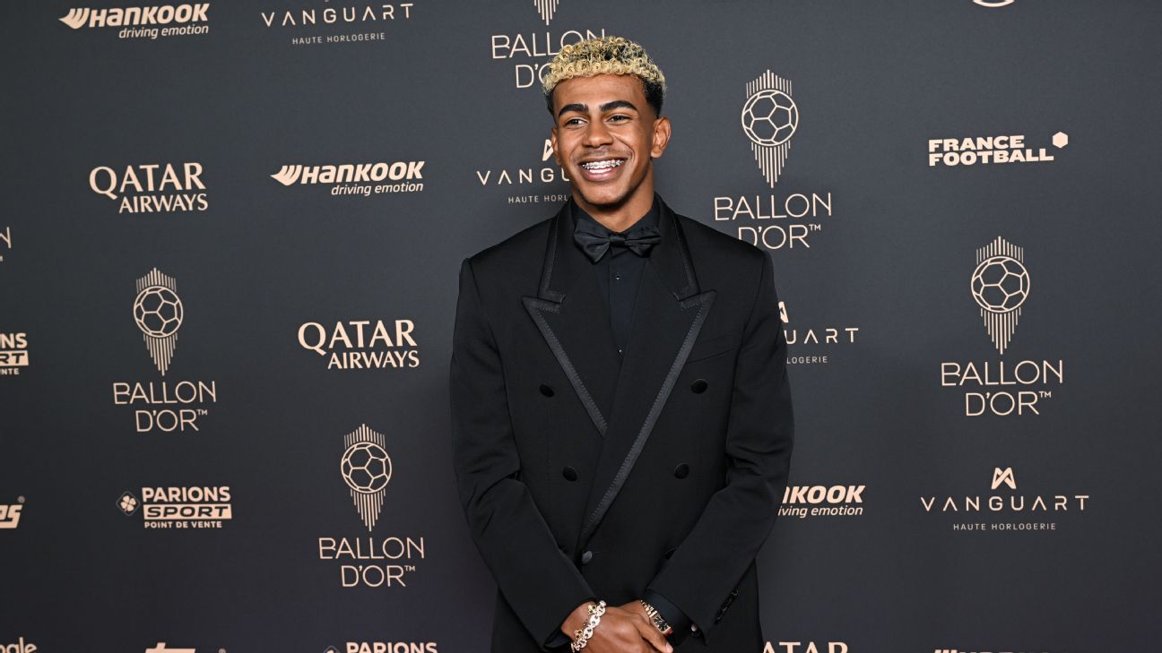 Lamine Yamal’s all-black suit tops looks from 2025 Ballon d’Or