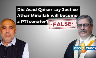 No, Asad Qaiser did not say Justice Athar Minallah will join PTI or become a Senator