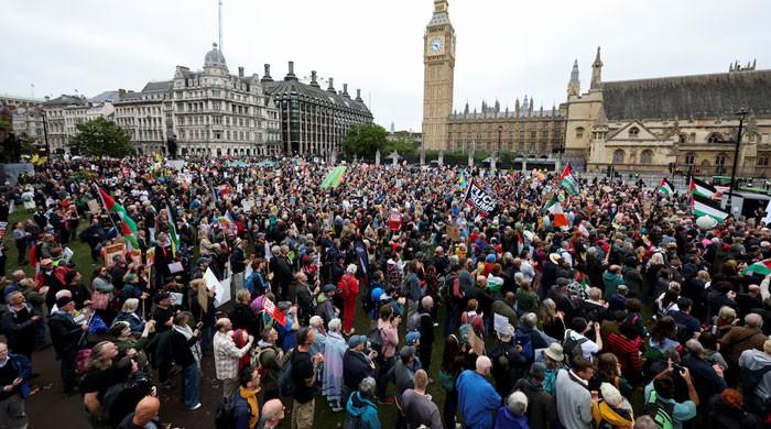 Thousands march in central London to protest Trump’s second state visit