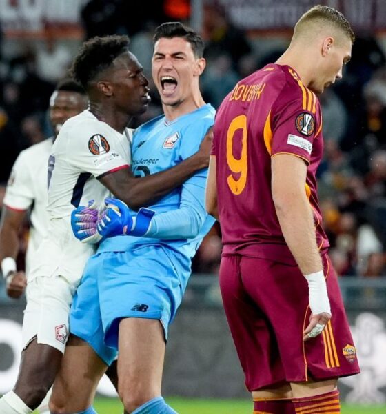 Lille GK saves 3 Roma penalties in wild sequence
