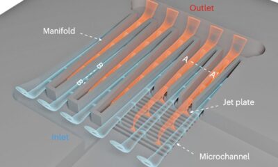 Three-layer microfluidic cooling device can remove heat from small electronics more efficiently