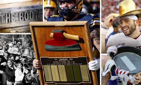 Inside weird and wonderful college football rivalry trophies