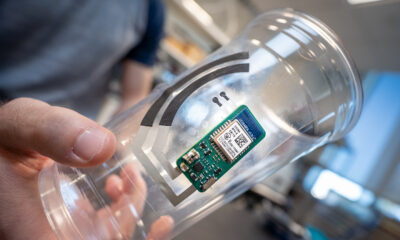 Sweat-powered sticker turns your drinking cup into a health sensor