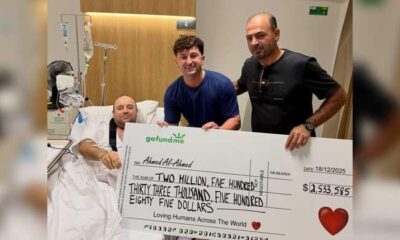 Australia’s ‘Bondi hero’ handed .65m collected from fundraising