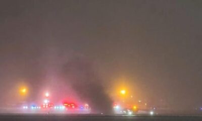 Private jet crashes in flames at Maine airport with eight aboard