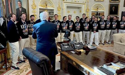 Olympic gold medalist US men’s hockey team visits White House to celebrate historic win over Canada