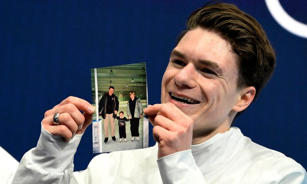 US figure skater Maxim Naumov honors late parents in emotional Olympic performance