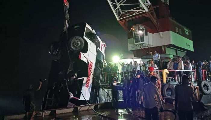 Bus falls into river while boarding ferry in Bangladesh, leaving 24 dead