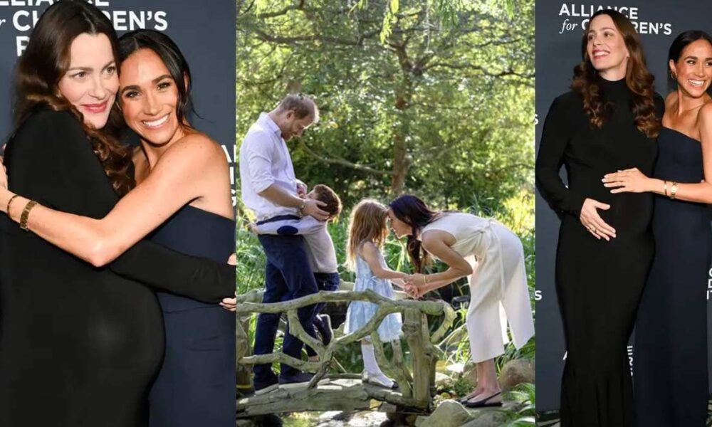 Meghan Markle celebrates maternity glow with sweet hug to beloved friend