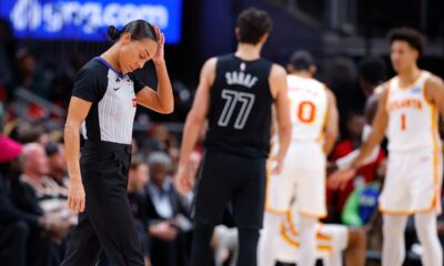 NBA referee goes down hard after brutal collision with camera operator during Hawks-Nets game