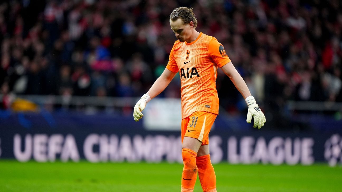 Stats behind Spurs GK Kinsky’s shocking early sub off vs. Atlético
