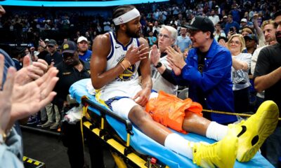 Warriors’ Moses Moody leaves game on stretcher after suffering gruesome injury on dunk attempt