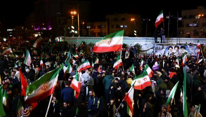 Iranians flood streets in celebration after ceasefire announcement