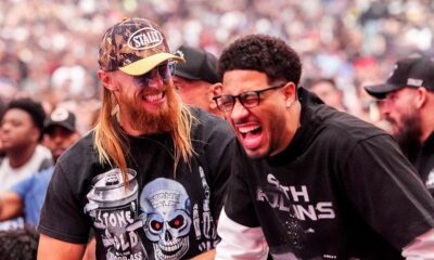 NFL star George Kittle intercepts NBA player Tyrese Haliburton’s beer WrestleMania 42