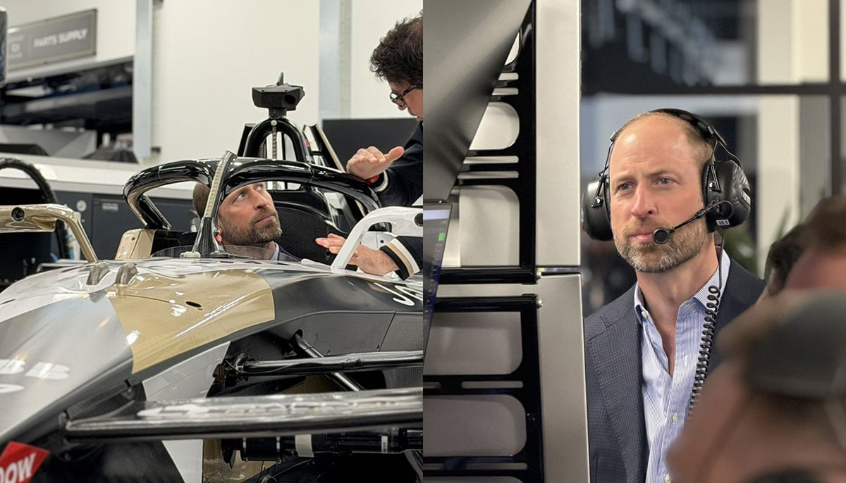 Prince William tries to squeeze into Formula E car on Louis’ birthday