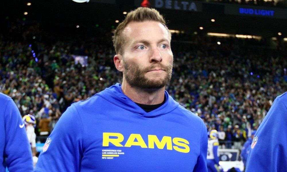 Rams coach Sean McVay explains why he looked unhappy after the team surprisingly selected Ty Simpson