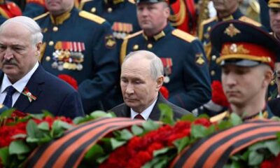 Putin says army fighting ‘aggressive’ Nato-backed force in Victory Parade address
