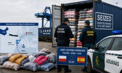 OLAF, Polish & Spanish customs seize textiles illegally diverted to EU