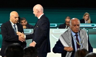 Palestinian soccer boss refuses to shake hands with Israeli counterpart at FIFA Congress
